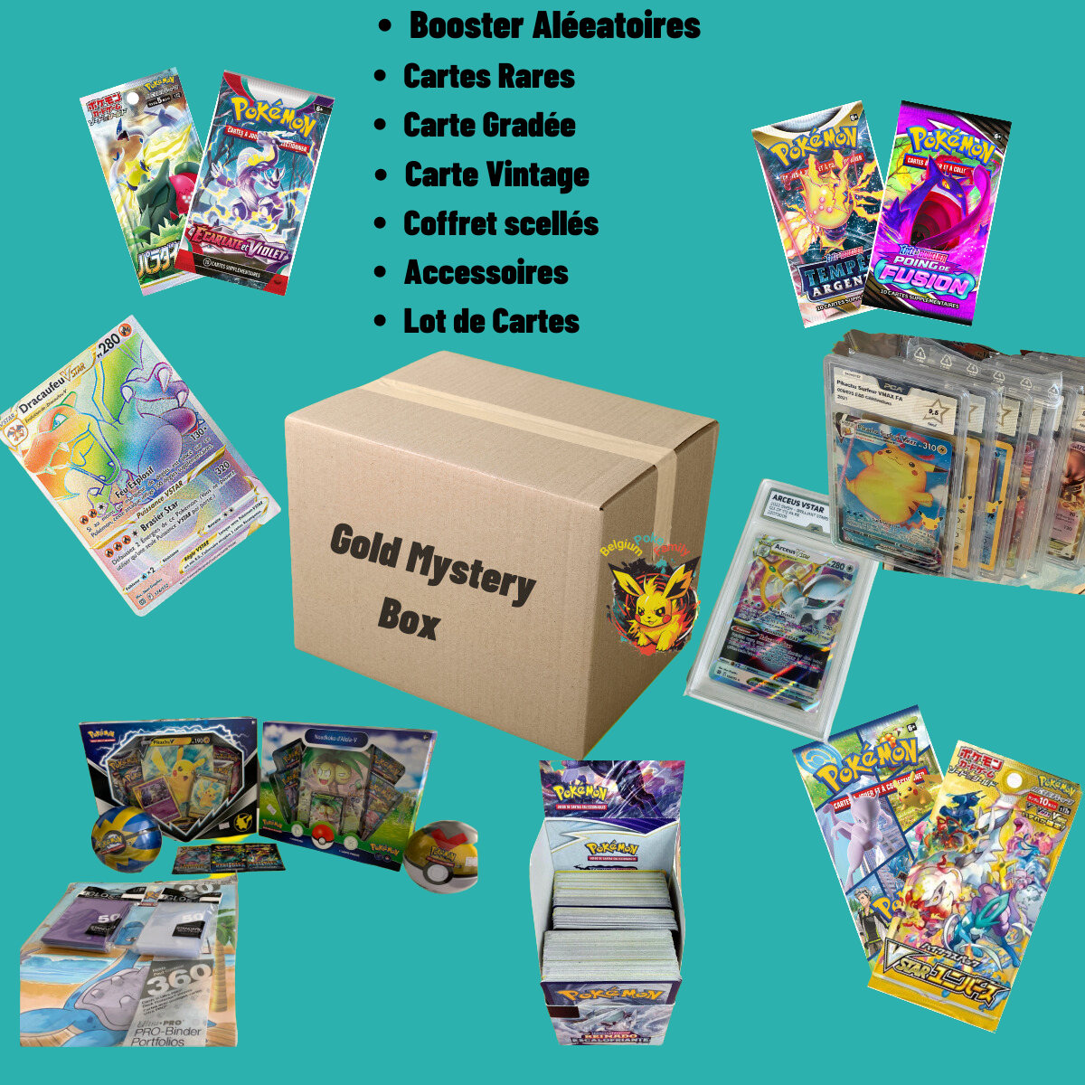 Gold Mystery Box : Pack Mystère Pokémon de Qualité Premium