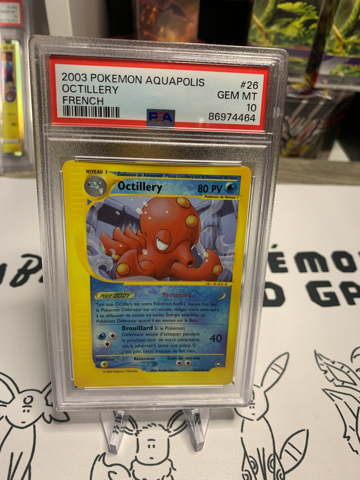 Octillery 26/147 Rare PSA 10 Aquapolis en FR